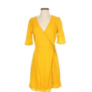 Old Navy Yellow Ruffled Wrap Midi Dress